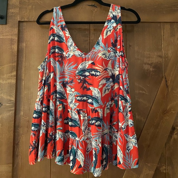 LOFT Womens Botanical Double V Peplum Shell size large - Picture 4 of 5